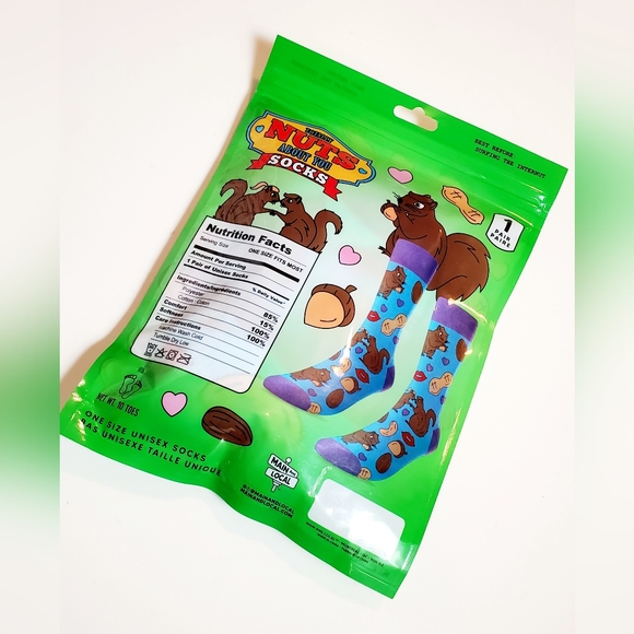 Totally Nuts About You Valentine's Day Adult Unisex Crew Socks Size OSFM - Picture 3 of 4